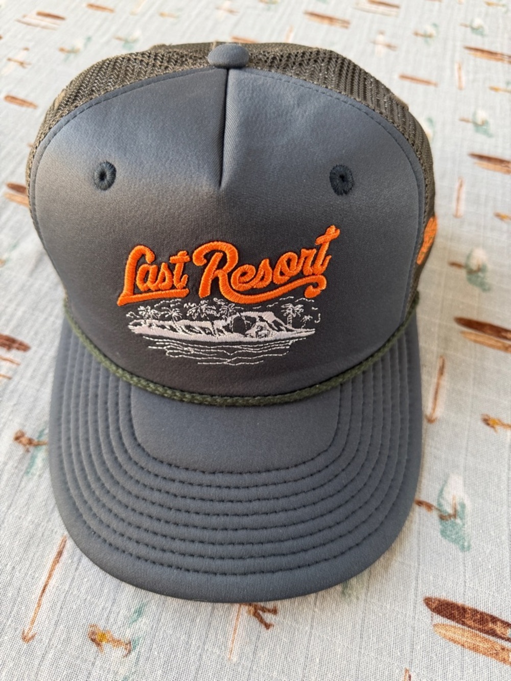 Hemlock Hat Co. “Last Resort”Embroidered Trucker Hat - Olive